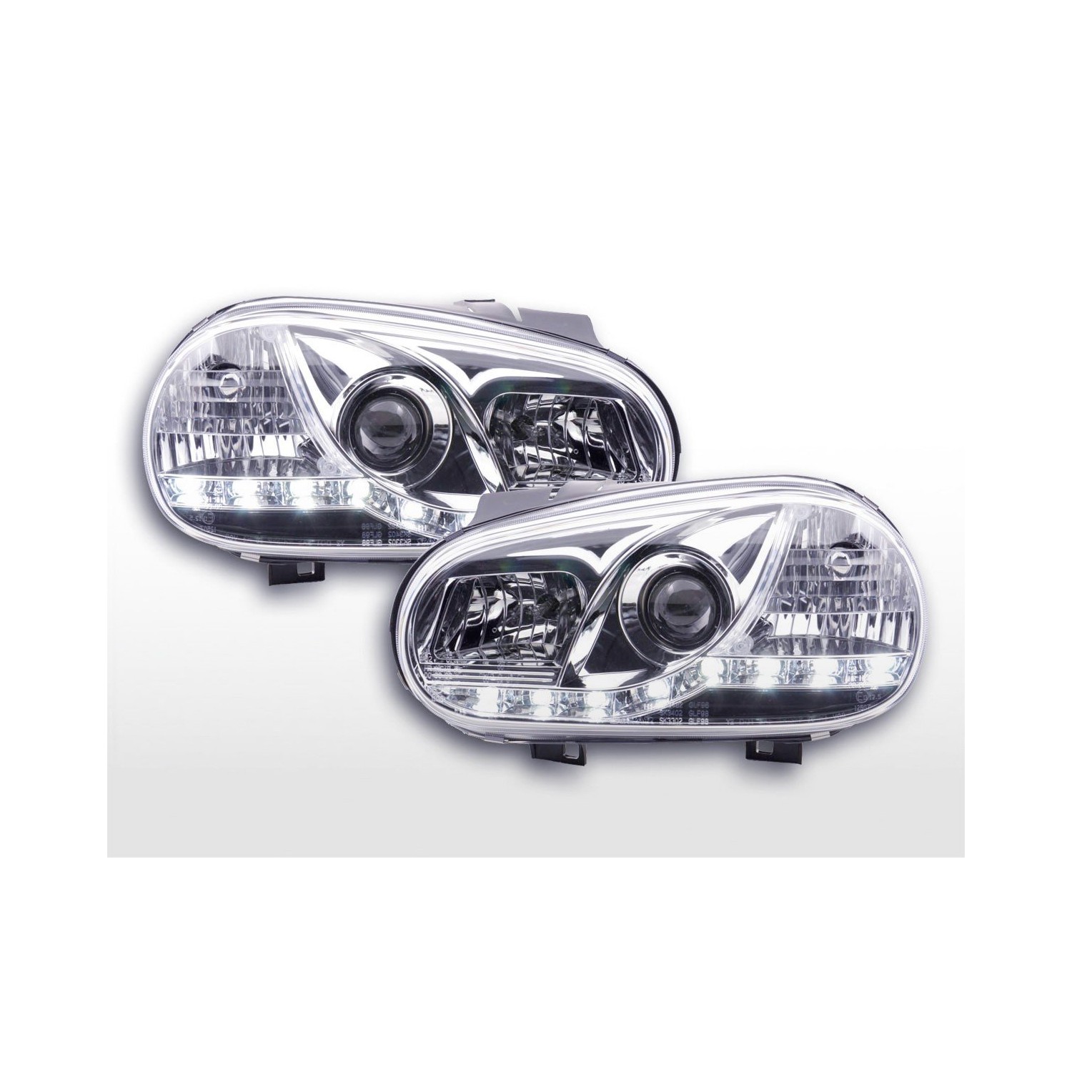 Daylight headlight LED daytime running lights VW Golf 4 97 03 chrome for right hand drive vehicles