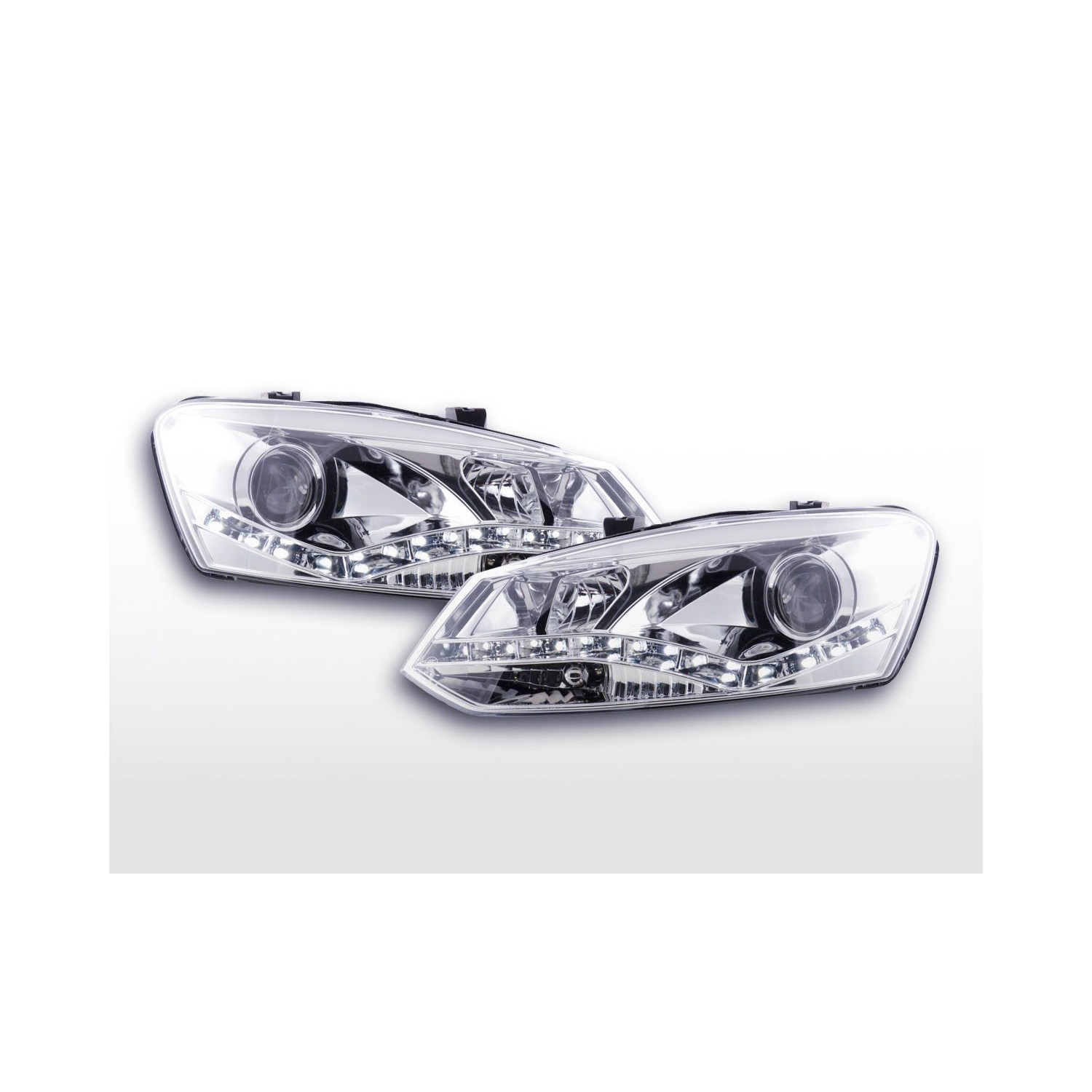 Daylight headlight LED daytime running lights VW Polo 6R 09 chrome for right hand drive