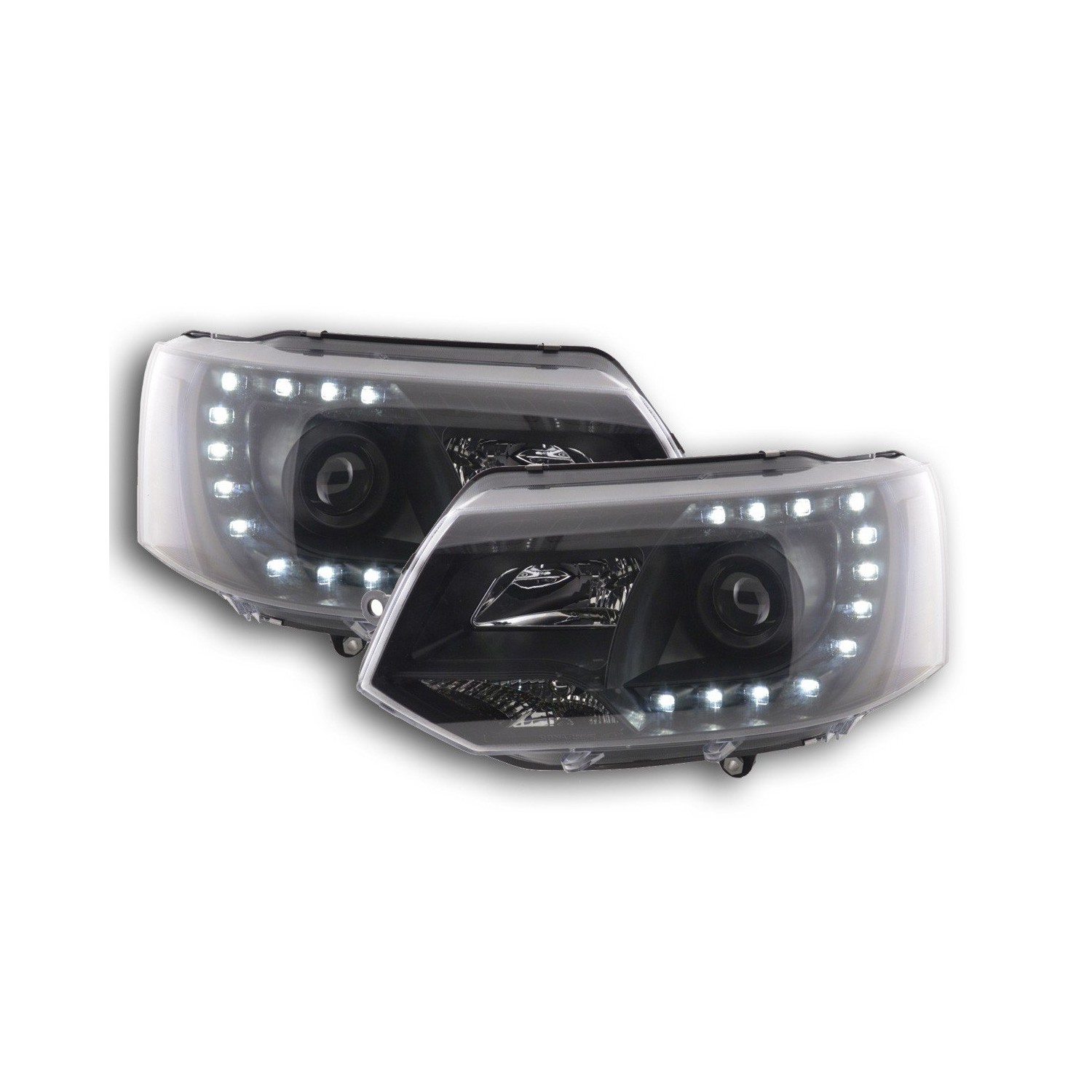 Headlight set Daylight LED daytime running lights VW Bus T5 from 2009 black