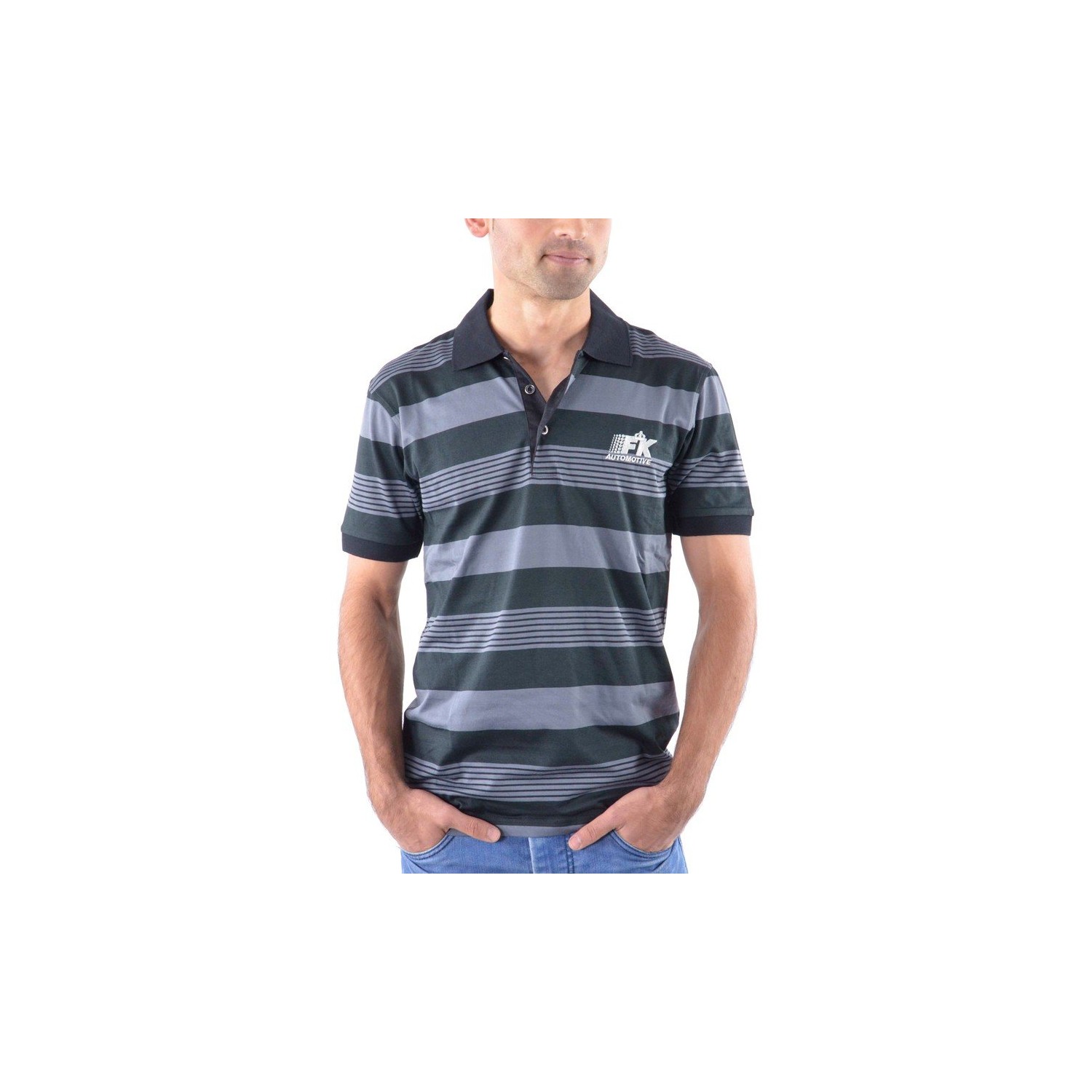 Polo shirt polo shirt top modern class design gray striped size S