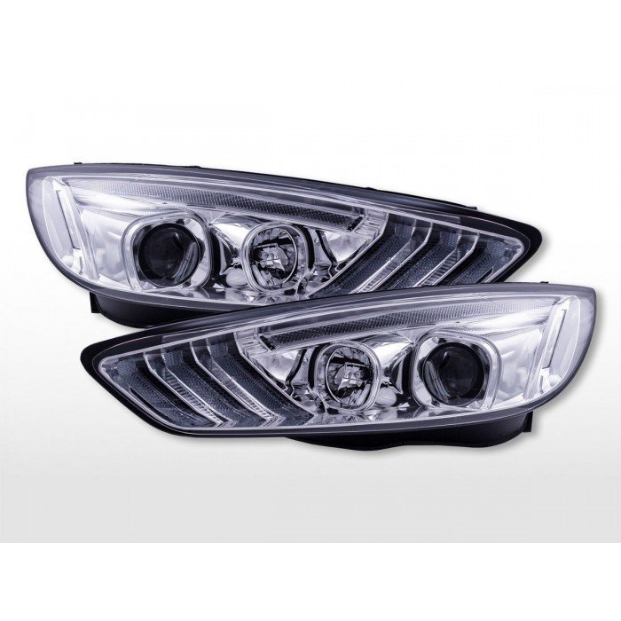 Daylight headlights with LED daytime running lights Ford Focus C346 2015 2018 chrome