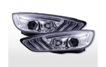 Daylight headlights with LED daytime running lights Ford Focus C346 2015 2018 chrome