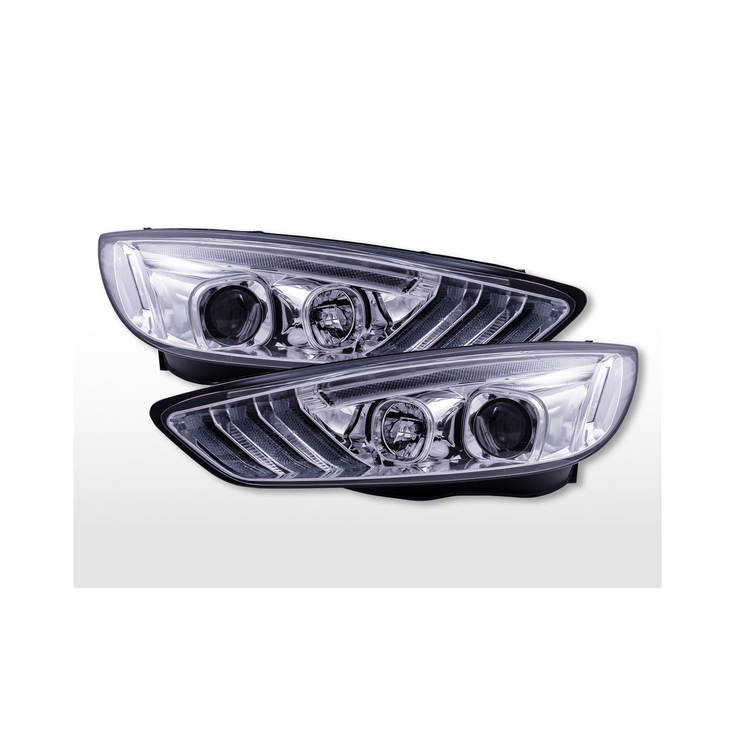 Daylight headlights with LED daytime running lights Ford Focus C346 2015 2018 chrome