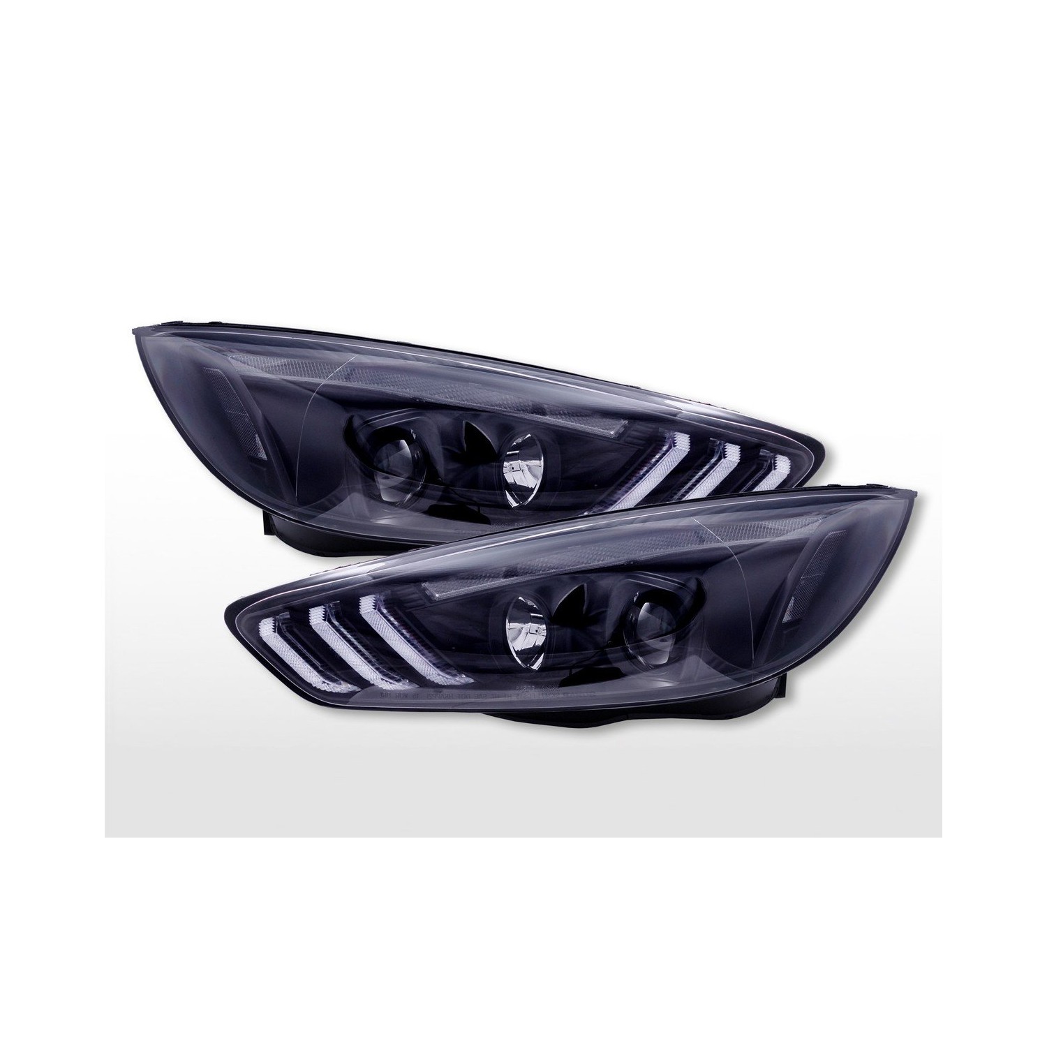 Daylight headlights with LED daytime running lights Ford Focus C346 2015 2018 black