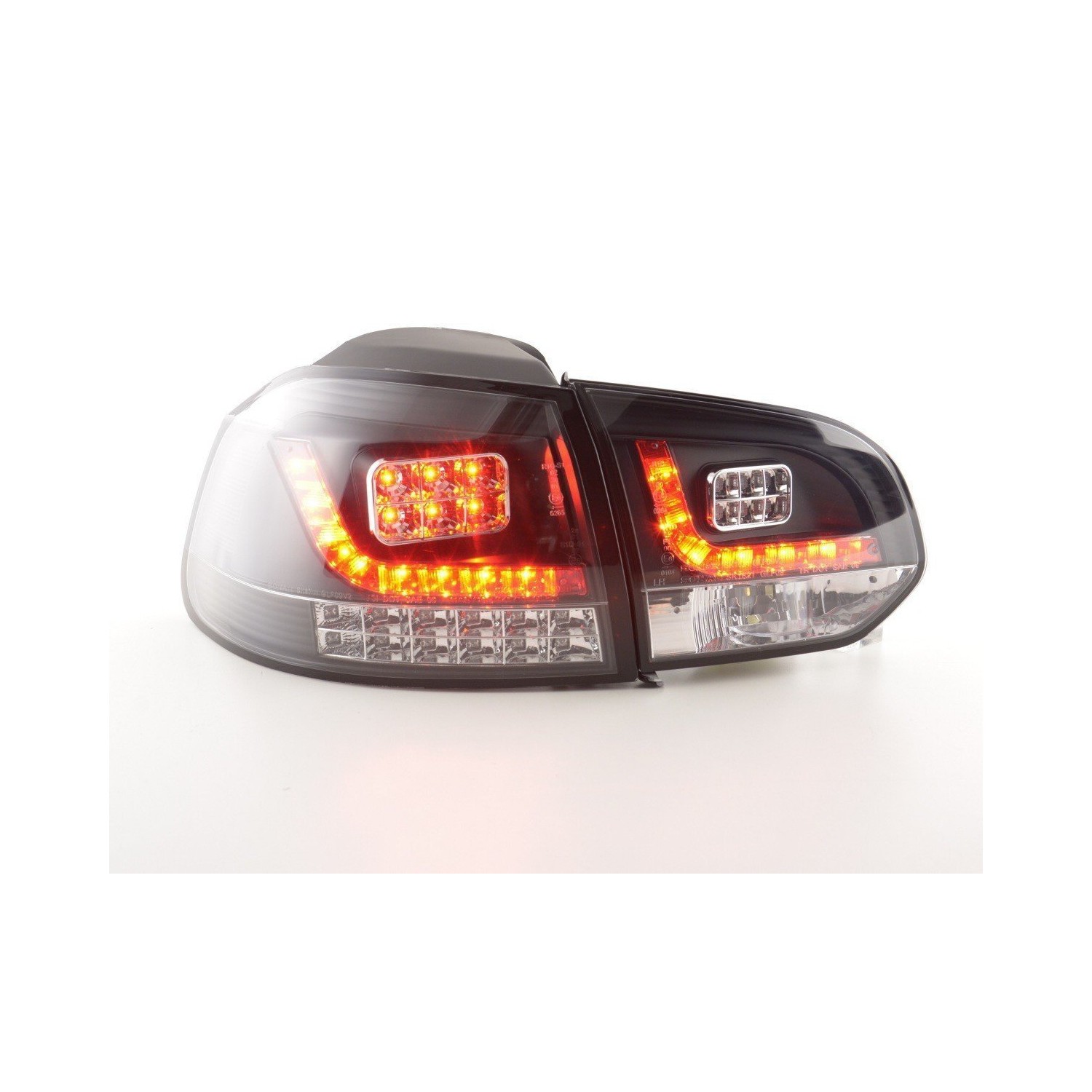 LED taillights set VW Golf 6 type 1K 2008 2012 black with LED indicators for right hand drive