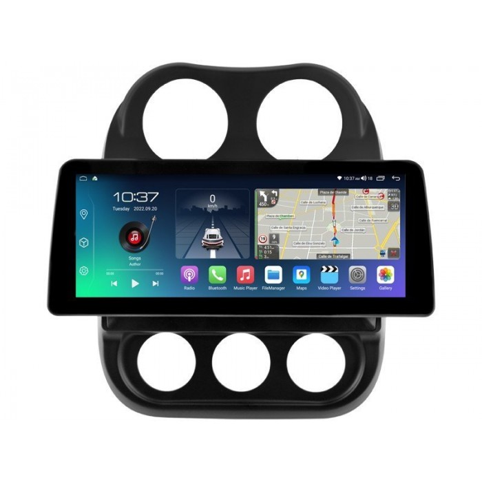 Pantalla ultra fina 12.3" GPS Jeep Compass y Patriot Android 13 4G LTE TR4109