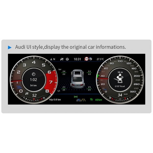 Digital dashboard Audi A4 / RS4 2008 - 2018 12.5″ Linux with Miracast TR4388