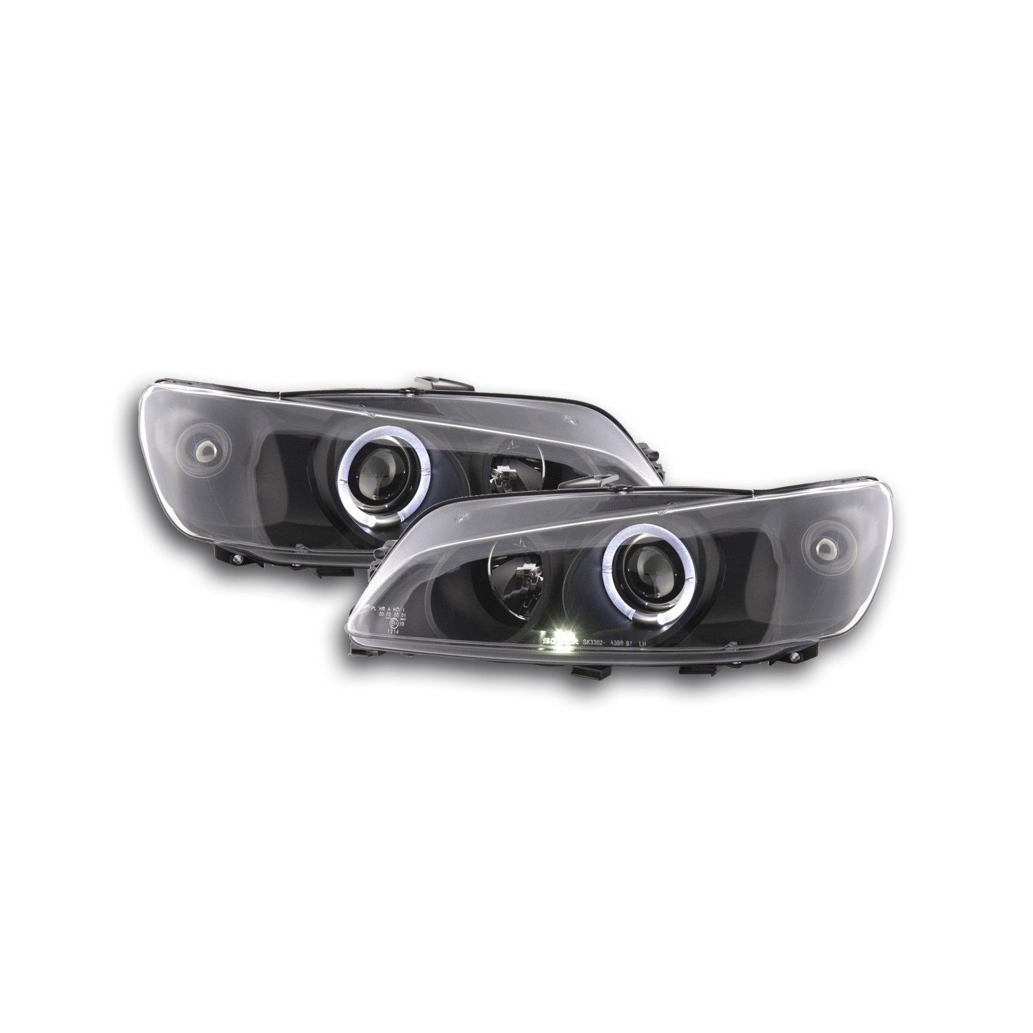 Headlight set Peugeot 306 97 00 black