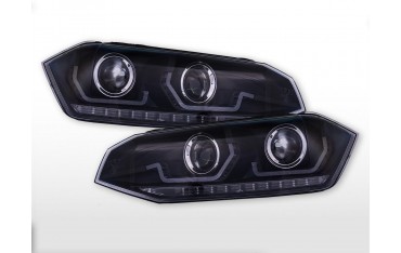 Headlight set LED daytime running lights VW Polo VI type AW year 17 21 black