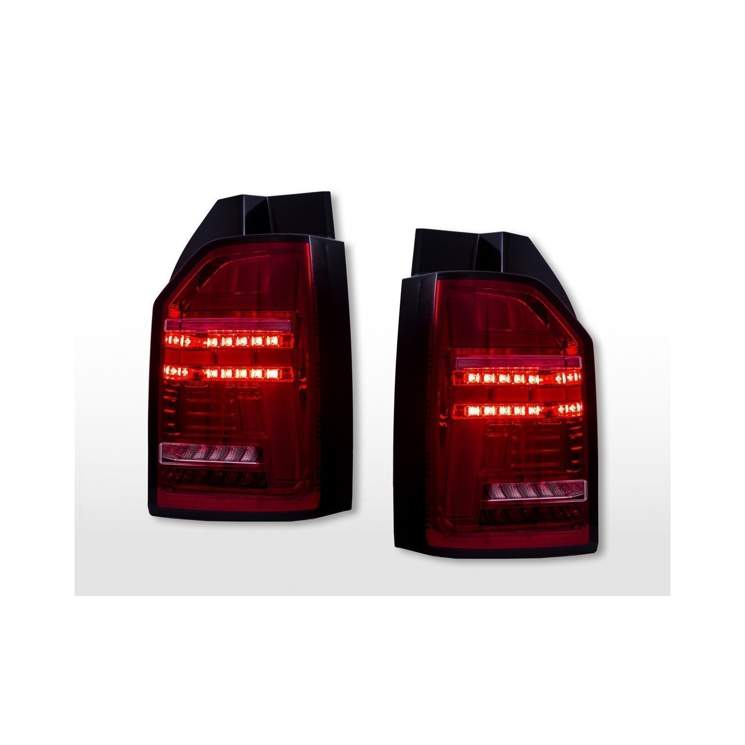LED taillights set VW T6 year 16 19 original bulb tailgate door version red clear