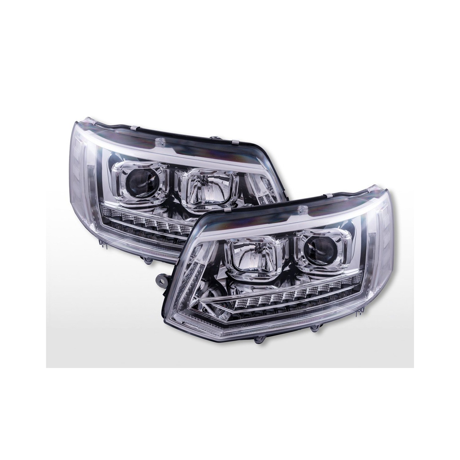 Halogen headlight set LED daytime running lights VW T5 year 10 15 chrome