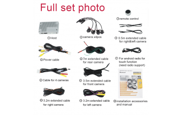 Kit Universal de Cámaras 360° RCA para Aparcamiento – Compatible con Cualquier Pantalla TR4402