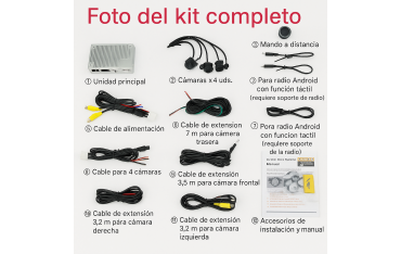 Kit Universal de Cámaras 360° RCA para Aparcamiento – Compatible con Cualquier Pantalla TR4402