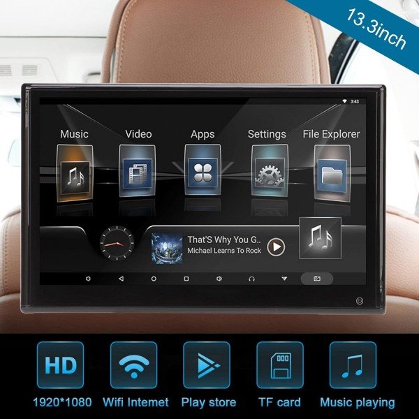 Reposacabezas universal con pantalla LCD 13,3” Android Doble HDMI y WiFi doble banda  TR4459