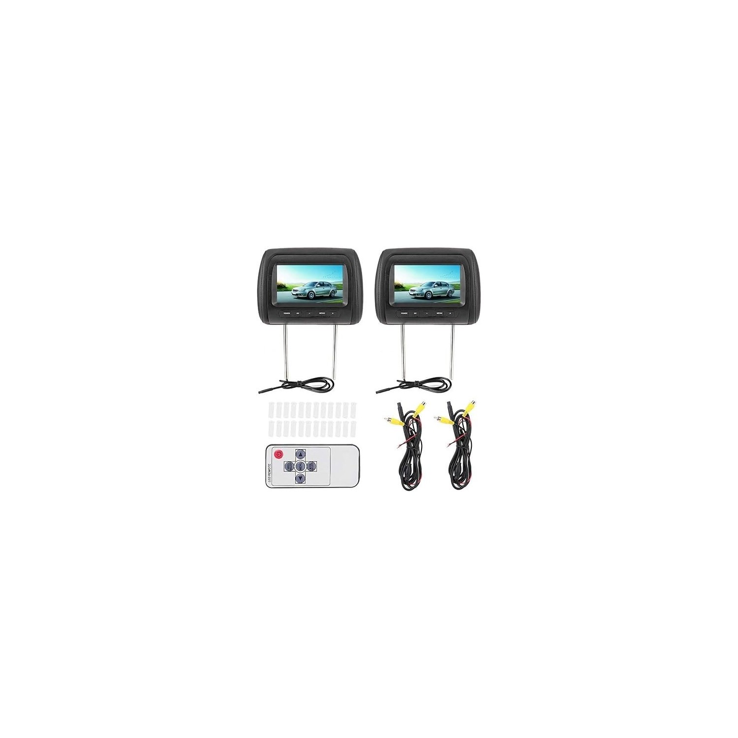 Pair of 7” Headrests MP5 C500S – With Cover or Without Cover – Dual AV Input – 2 Units TR4463