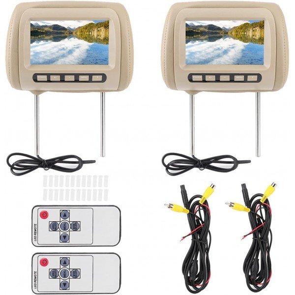 Pair of 7” Headrests MP5 C500S – With Cover or Without Cover – Dual AV Input – 2 Units TR4463