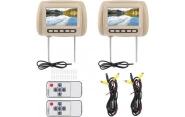 Reposacabezas universal con pantalla digital 7” MP5 C500S – Con tapa o sin tapa – Doble entrada AV – Pack de 2 unidades TR4463