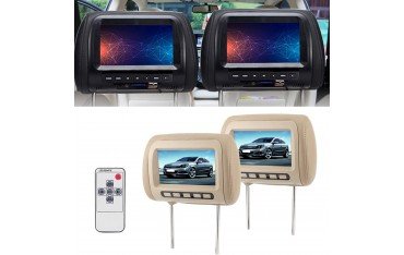 Reposacabezas universal con pantalla digital 7” MP5 C500S – Con tapa o sin tapa – Doble entrada AV – Pack de 2 unidades TR4463