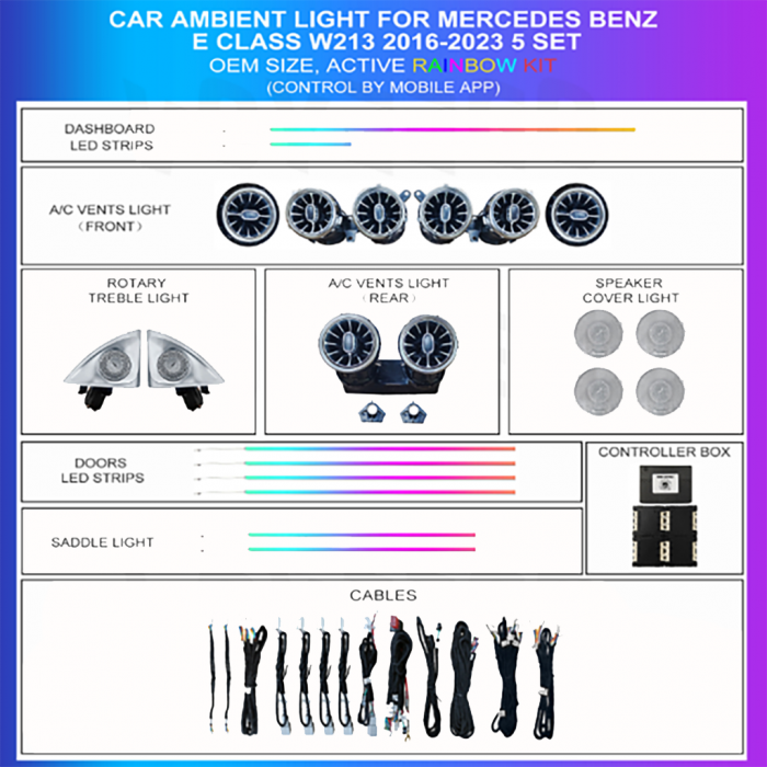 Active Rainbow Ambient Lighting Kit for Mercedes E-Class W213 (2016–2022) – TR4488
