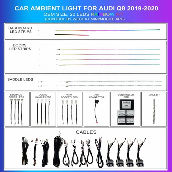 Rainbow Ambient Lighting Kit for Audi Q8 (2019–2020) – TR4510
