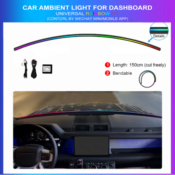 Tira Iluminación Ambiental Universal para Salpicadero 150 cm RGB | Dashboard Light | TR4573