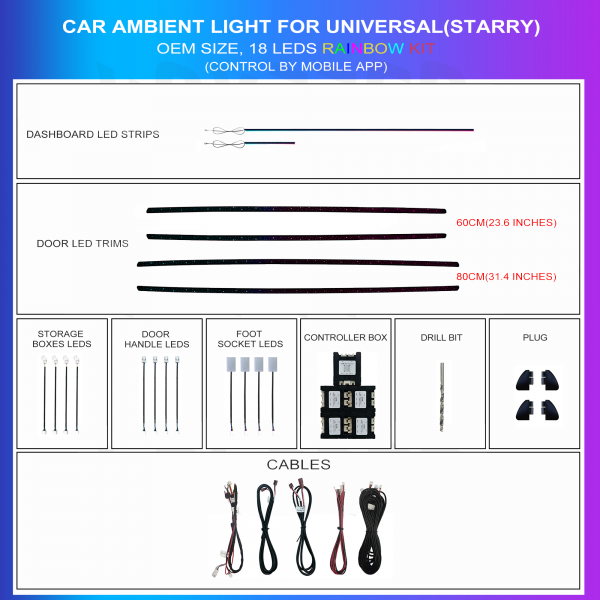 Universal Starry RGB Ambient Lighting Kit | App Control | TR4575