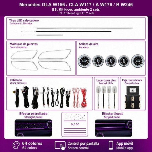 Illuminated air vents Mercedes GLA W156 / CLA W117 / AW176 / B W246 TR4804