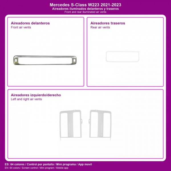 Illuminated air vents Mercedes S-Class W223 2021-2023 TR4825
