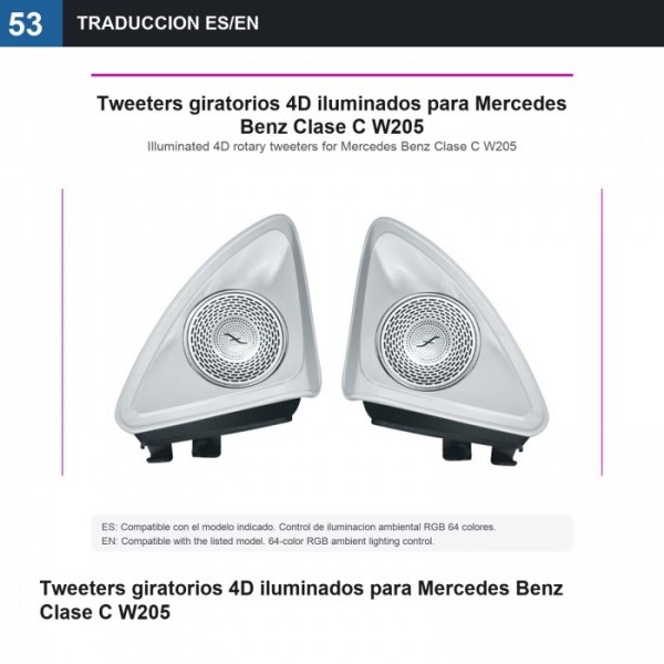Illuminated 4D rotary tweeters Mercedes E-Class C W205 TR4852