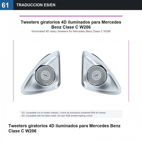 Tweeters giratorios 4D iluminados Mercedes Clase C W206 TR4860