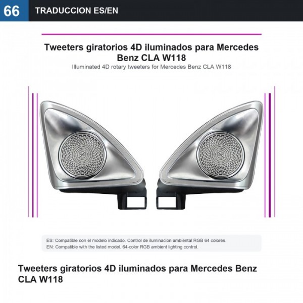 Tweeters giratorios 4D iluminados Mercedes CLA W118 TR4865