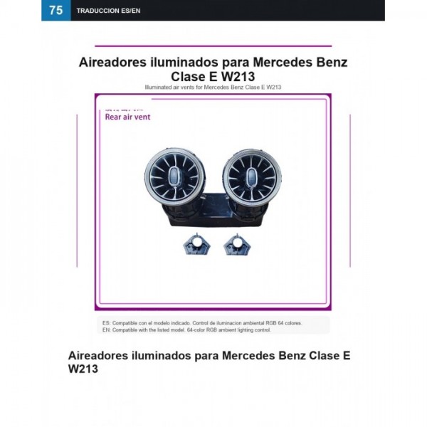Illuminated air vents Mercedes E-Class E W213 TR4874