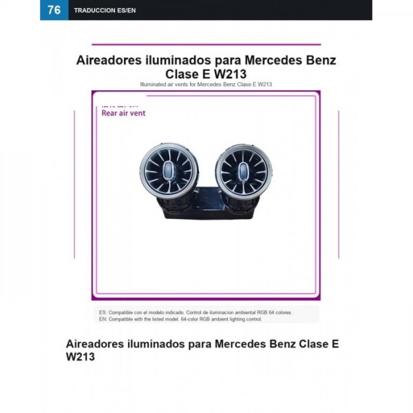 Aireadores iluminados Mercedes Clase E W213 TR4875