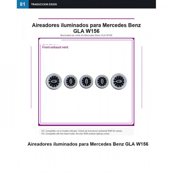Illuminated air vents Mercedes GLA W156 TR4880