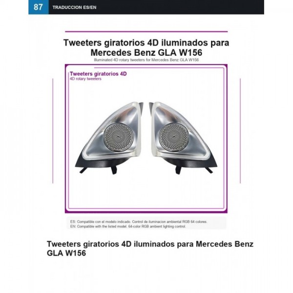 Tweeters giratorios 4D iluminados Mercedes Benz GLA W156 TR4886