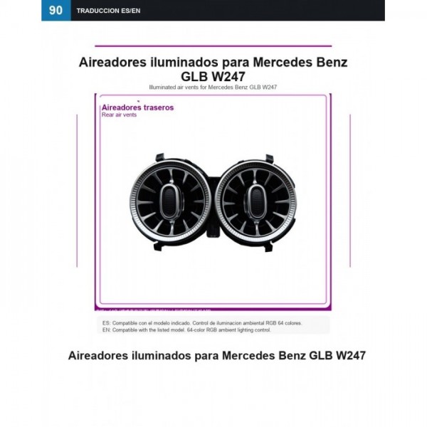 Illuminated air vents Mercedes GLB W247 TR4889