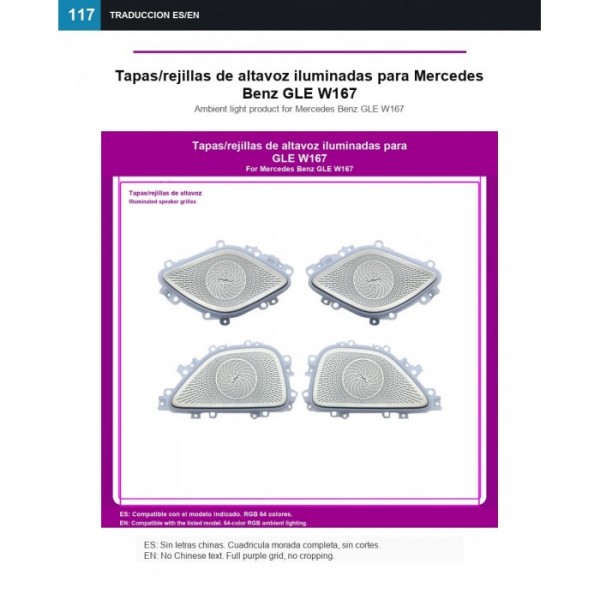 Tapas/rejillas de altavoz iluminadas Mercedes GLE W167 TR4916