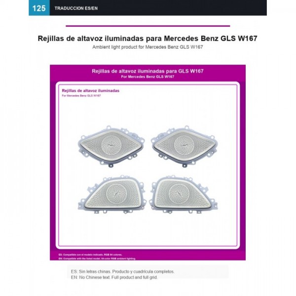 Illuminated speaker grilles/covers Mercedes GLS W167 TR4924