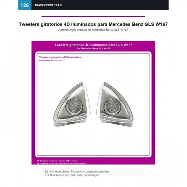 Illuminated 4D rotary tweeters Mercedes GLS W167 TR4925