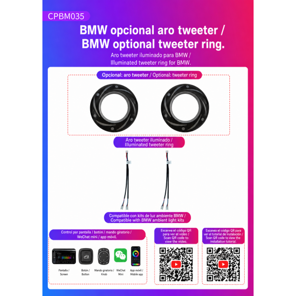Kit iluminación ambiental BMW universal Universal Aros tweeter iluminados TR4950 1
