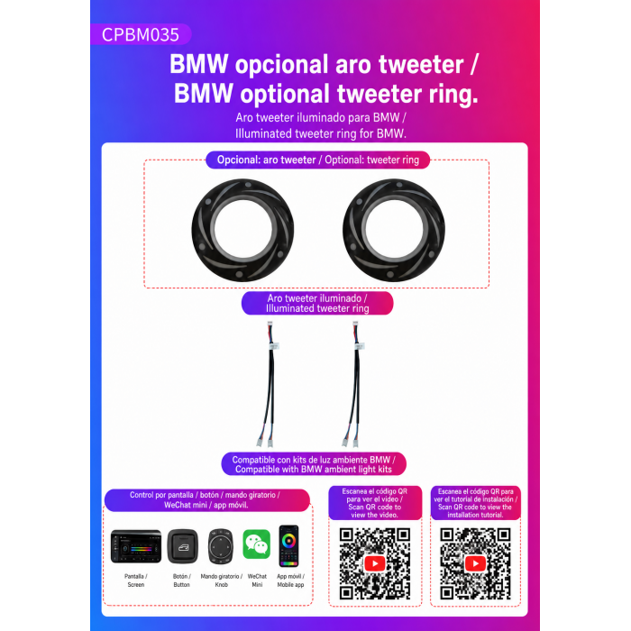 Kit iluminación ambiental BMW universal Universal Aros tweeter iluminados TR4950 1