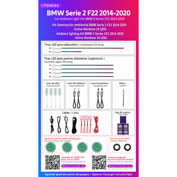 Kit iluminación ambiental BMW Serie 2 F22 2014-2020 14 LED Active Rainbow TR4964 1