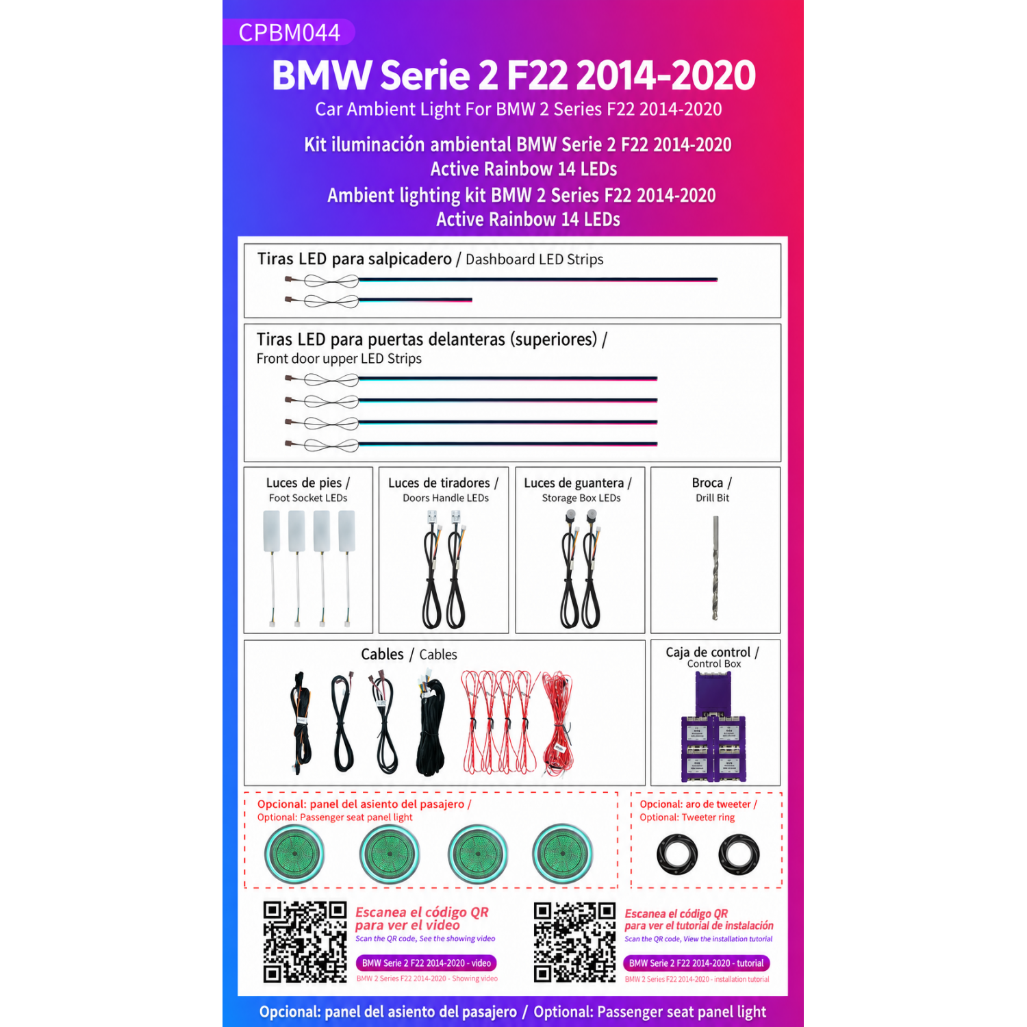 Kit iluminación ambiental BMW Serie 2 F22 2014-2020 14 LED Active Rainbow TR4964 1