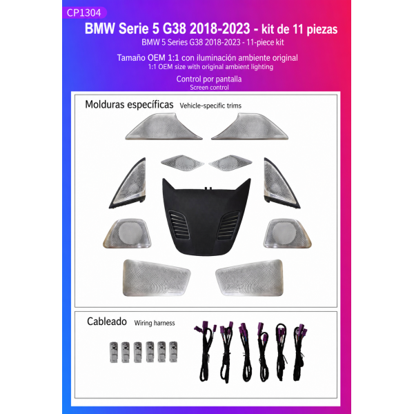 Kit iluminación ambiental BMW Serie 5 G38 2018-2023 11 SET Original Ambient Light OEM TR4627 2