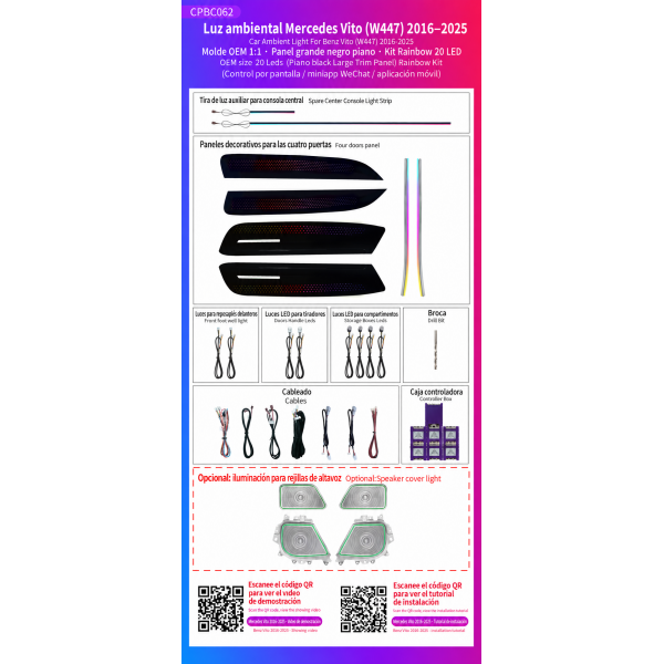 Kit Iluminación Ambiental Rainbow 20 LEDs Mercedes Vito W447 (2016–2025) TR4981 1
