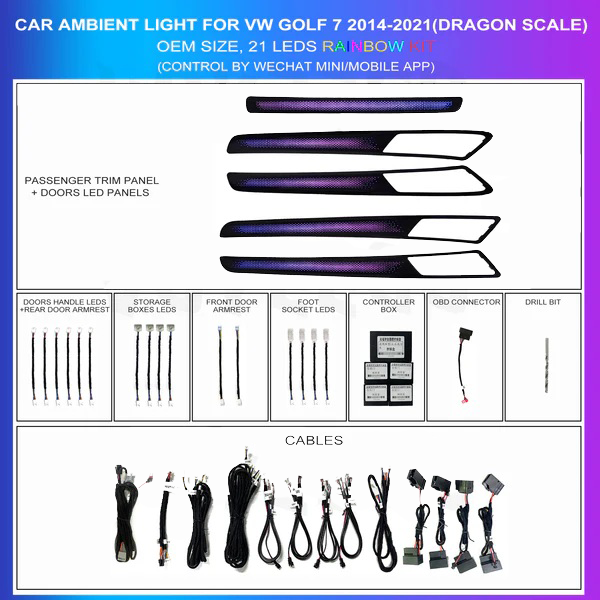 Kit iluminación ambiental Volkswagen Golf 7 2014-2020 21 LED Starry Sky Rainbow OEM TR4514