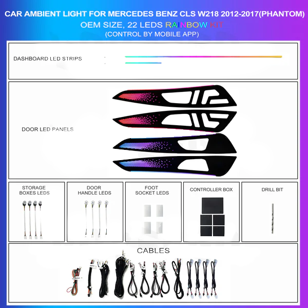 Phantom Rainbow Ambient Lighting Kit Mercedes CLS W218 (2012–2017) – 22 LEDs – TR4522