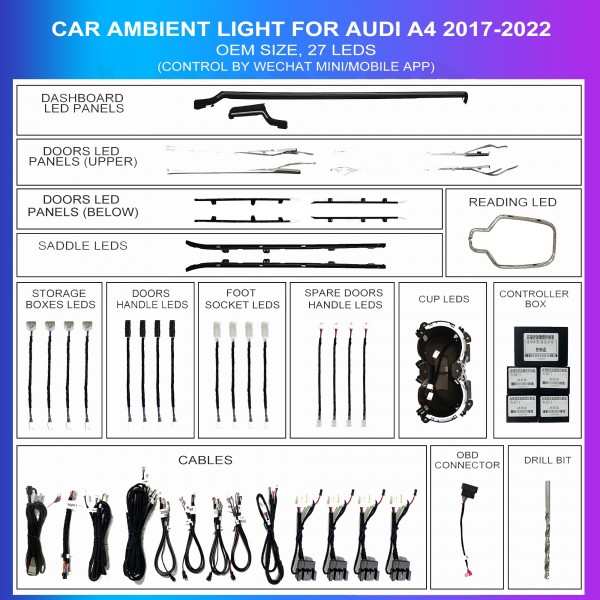 Kit Iluminación Ambiental Audi A4 2017-2022 27 LEDs OEM | TR4579