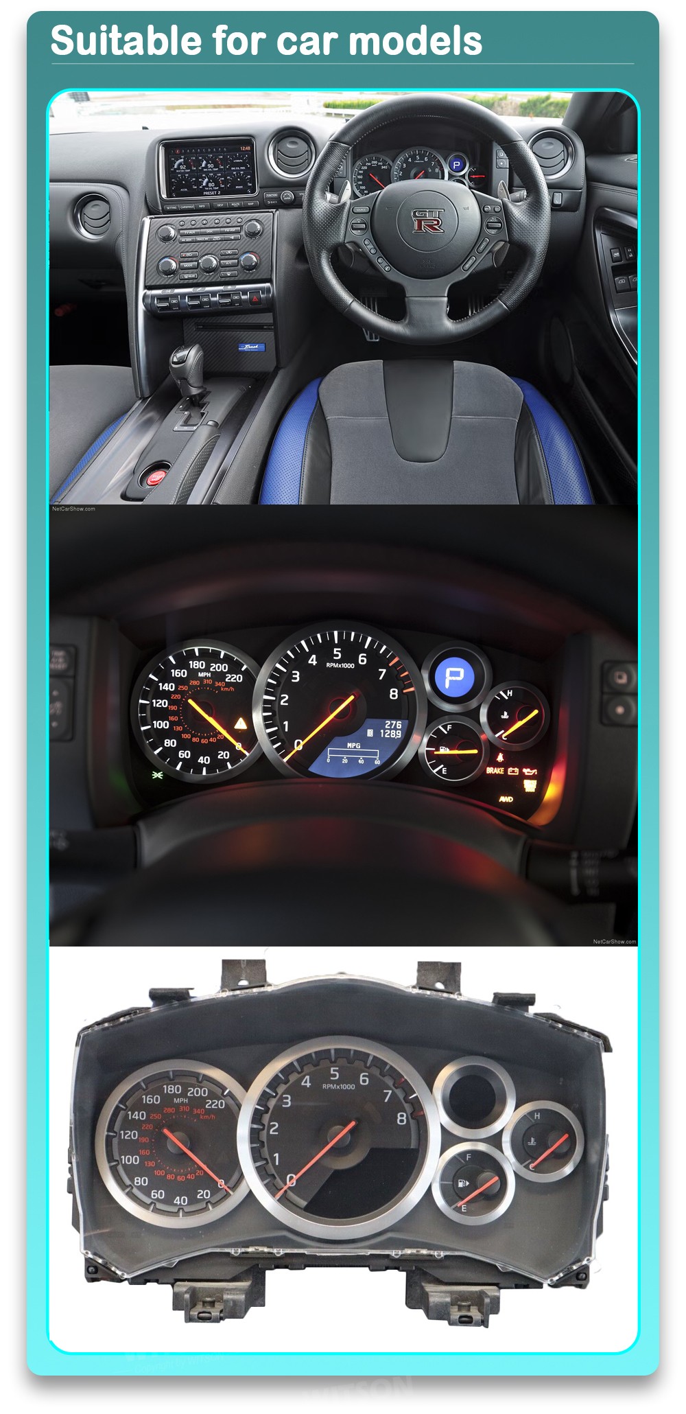 Factory-cluster reference: Nissan GT-R 2007-2015 TR5009